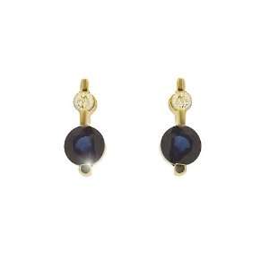  9ct Yellow Gold Sapphire & Diamond Stud Earrings Jewelry
