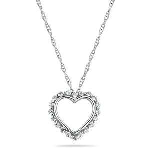  10k White Gold Diamond Heart Pendant (1/8 cttw, I J Color 