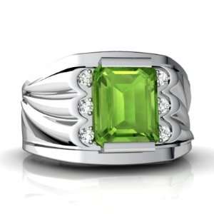   Gold Emerald cut Genuine Peridot Mens Mens Ring Size 7 Jewelry