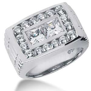  1.70 Ct Men Diamond Ring Wedding Band Princess Cut Channel 