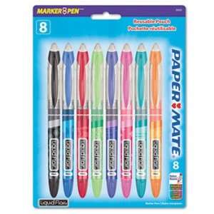 Paper Mate Liquid Flair Medium Tip Felt Porous Pens, 8 Colored