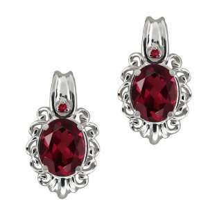   Oval Red Rhodolite Garnet Gemstone Sterling Silver Earrings Jewelry