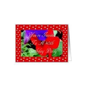   Invited To A 40th Birthday Red And White Polka Dots Card Toys & Games