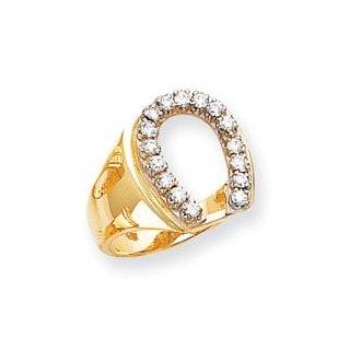  14K Gold Nugget Horseshoe Diamond Mens Ring Sz 10 Jewelry
