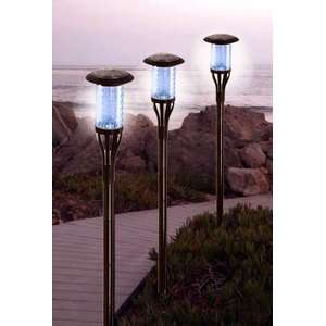   Pack Tall Tiki Torch Super White LED Solar Light Patio, Lawn & Garden
