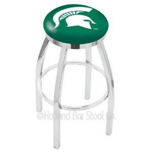   State Spartans Logo Chrome Swivel Bar Stool Base with Flat Accent Ring