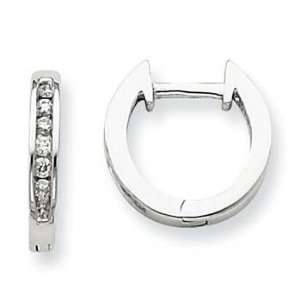  14K White Gold Diamond Huggie Hoop Earrings Jewelry
