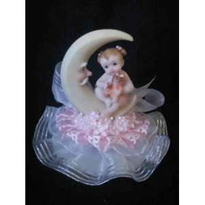  Girl on the Moon Baby Shower Birthday Cake Top Centerpiece 