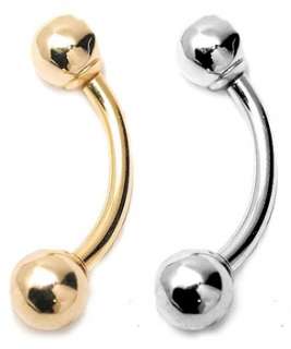 14K Gold Curved Barbell 18g   14g Size choices  