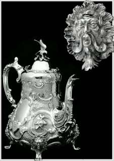 Smily Antique Sterling Silver Coffee Pot Mascarons Circa 1850  