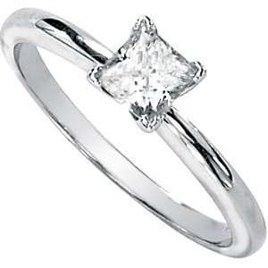 Womens 14k White gold 3/4 CT 5MM Moissanite Solitaire Engagement Ring