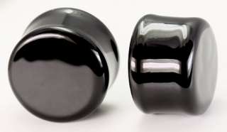 FLAT PLUGS Black Glass   Ear Gauge Jewelry Price Per 1  