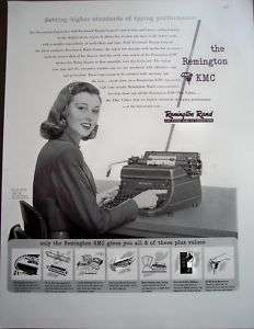 1948 secretary with Remington Typewriter KMC vintage ad  
