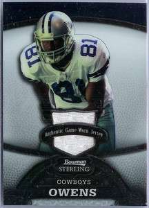 TERRELL OWENS 2008 BOWMAN STERLING GAME USED JERSEY#389  