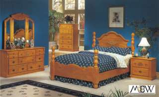 Piece Rustic Pine 4 Post Queen Bedroom Suite  