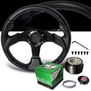   Honda S2000 Carbon Style PVC Leather Steering Wheel with Hub Adaptor