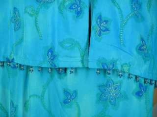 NICOLE 2pc Floral Beaded DRESS OVER SHIRT JACKET 16 Rayon Long 