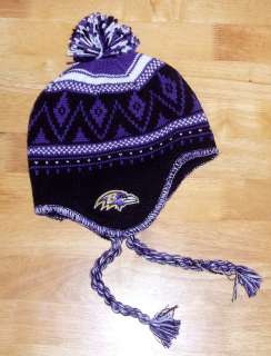 Baltimore Ravens 2011 winter fleece lined beanie knit hat ear flaps 