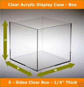 Acrylic Plexiglass Box   Cube   Stand 6x6x 6 1/4  