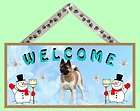 akita 10 x 5 winter season wooden welcome dog sign