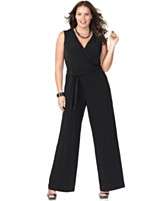 NY Collection Plus Size Jumpsuit, Sleeveless Belted
