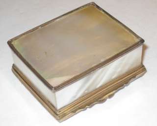 Antique Mother of Pearl & Enameled Metal Snuff Box  