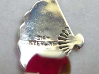 Vintage Sterling Silver Fan Shaped Clip On Earrings Made in Siam 
