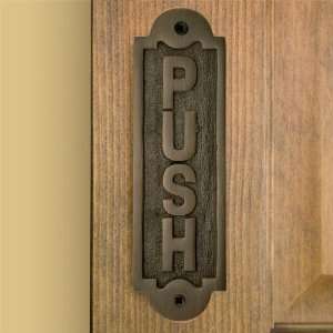  Solid Brass Push Sign   Antique Brass