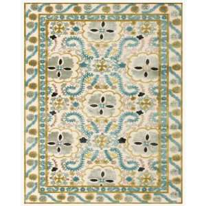  Cream/Aqua Color Power Loomed Turkish Rug