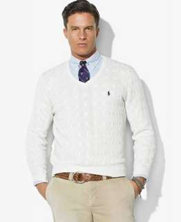 Polo Ralph Lauren Sweater, Cable Knit V Neck