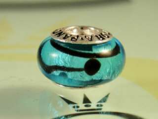 Authentic Pandora Blue Black Murano Glass Bead Charms  