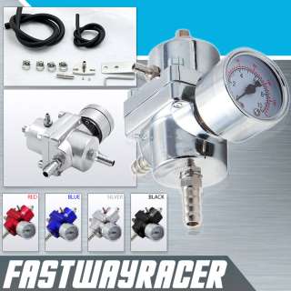 Universal Silver Adjustable Fuel Pressure Regulator Gauge JDM FPR 11 