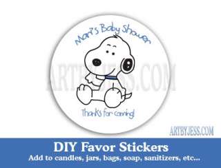 BABY SNOOPY Baby Shower Personalized Stickers DIY Favor  