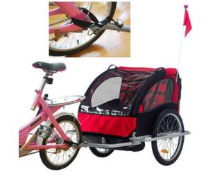 2IN1 Double Kids Baby Bike Trailer Stroller Red and Black  