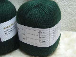   Skeins Luxury Cashmere Mink Knitting Yarn Lot;Lace;100g; green  