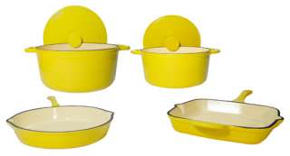 Piece Enamel Cast Iron Yellow Cookware / Cooking Set  