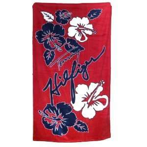 Tommy Hilfiger HUGE 70 Beach Towel Red Hibiscus NEW  