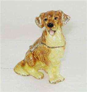 Swarovski Bejeweled Golden Retriever Dog Trinket Box  