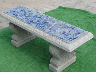 CONCRETE MOSAIC BENCH TILE GARDEN RETRO VINTAGE STONE  