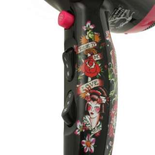Ed Hardy 10065 Professional Hair Blow Dryer Vintage Collage Tattoo 