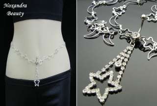   316L Steel Navel Belly Ring + Belly Waist Chain Body Piercing  