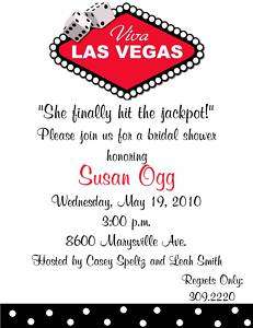 Las Vegas Bridal Shower Party Wedding Invitations  