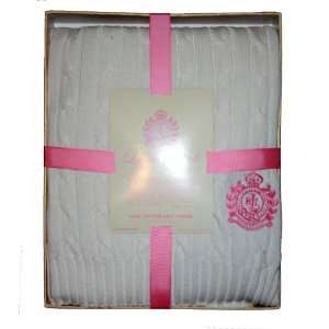  Ralph Lauren Pink Label White Knit Throw Blanket