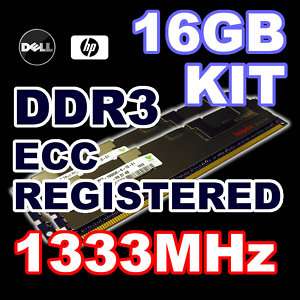 16GB 2X8GB DDR3 PC3 10600 1333 ECC REGISTERED HP Dell  