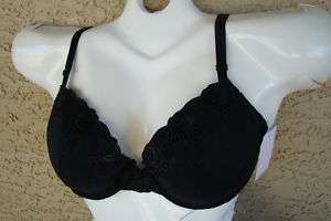 NWT Cabernet Bra Black Rose Embroidered Padded UW 42D  