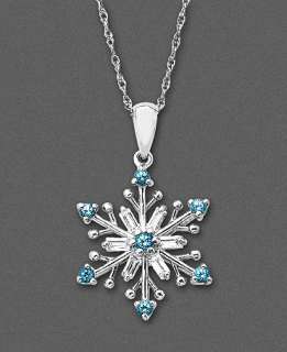 Sterling Silver Necklace, Blue Topaz (3/8 ct. t.w.) and White Topaz (3 