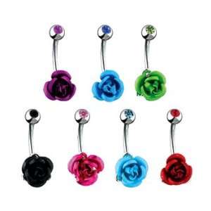  Big metal rose belly button ring Jewelry