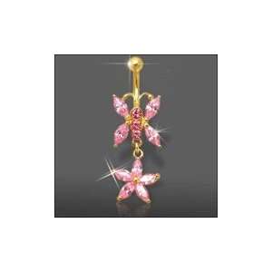  Jeweled 14K Gold Belly Ring Piercing Jewelry Jewelry