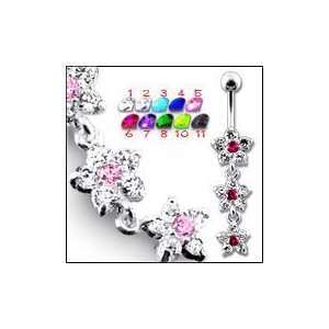  Dangling Crystal Flowers Belly Ring Body Jewelry Jewelry