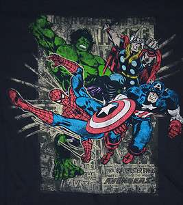   Hulk, Thor, Spiderman, Captain America Distressed Kids T Shirt  